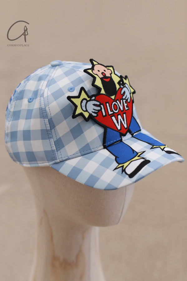 Walter Van Beirendonck 25 Spring/Summer I LOVE W Checkered Hat WVB-9005-Placid Blue